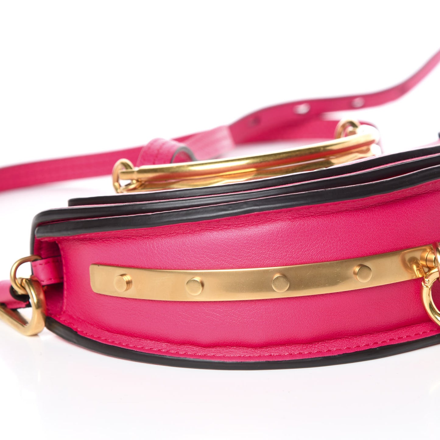 Calfskin Small Nile Bracelet Minaudiere Bag Fuchsia Rose