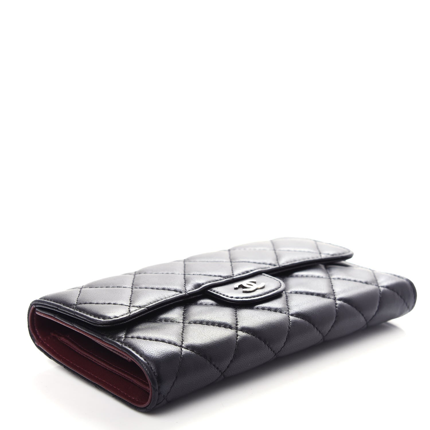 Chanel Lambskin Quilted Large Flap Wallet Black 4 of 10