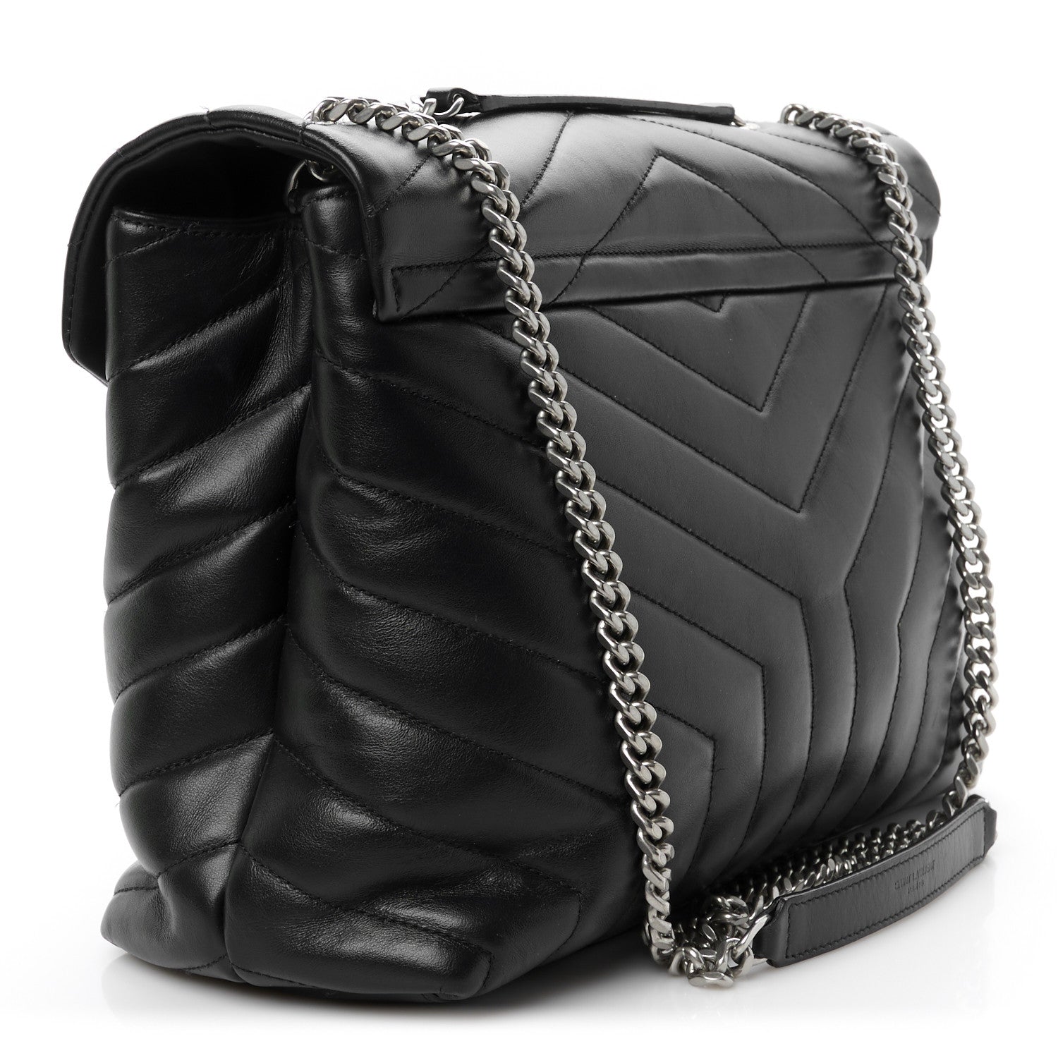 Saint Laurent Calfskin Y Quilted Monogram Medium Loulou Chain Satchel Black 3 of 11