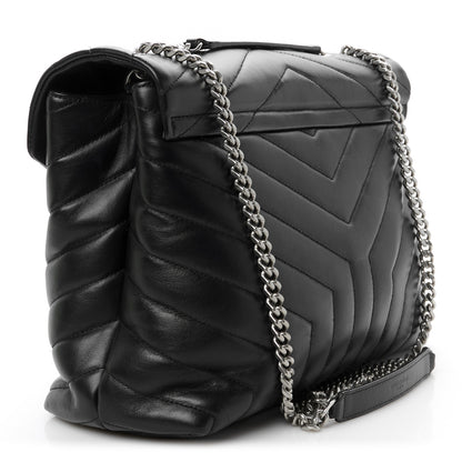 Saint Laurent Calfskin Y Quilted Monogram Medium Loulou Chain Satchel Black 3 of 11