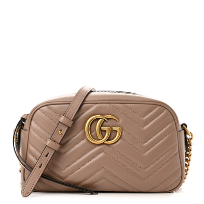 Gucci Calfskin Matelasse Small GG Marmont Chain Shoulder Bag Porcelain Rose 1 of 10