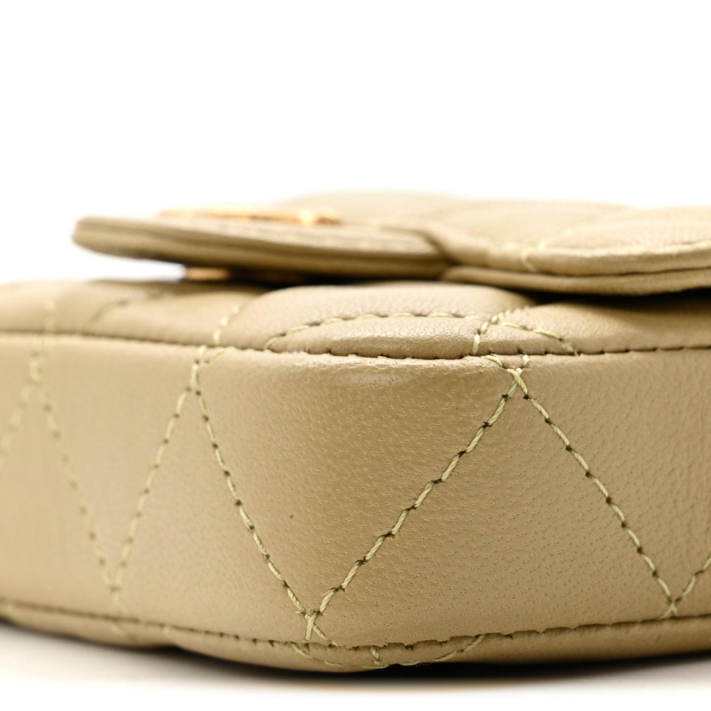 Lambskin Coco Enamel Quilted Mini Chain Belt Bag Light Green