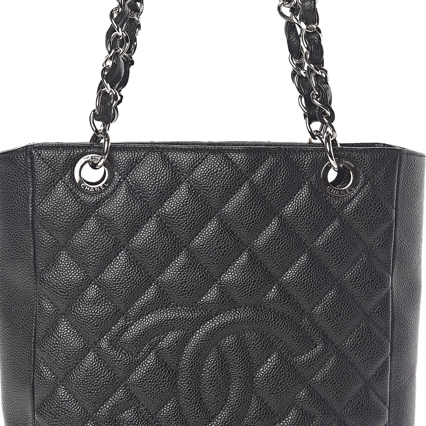 Caviar Quilted Petit Shopping Tote PST Black