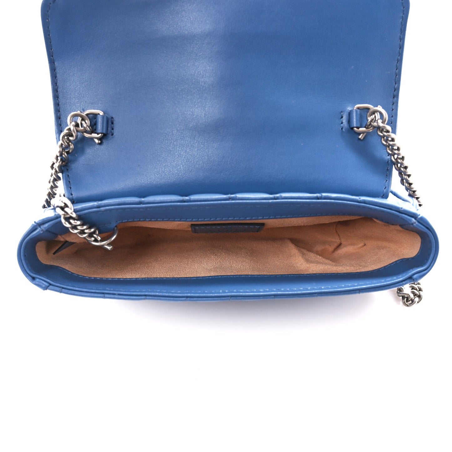 Calfskin Matelasse Aria Super Mini GG Marmont Shoulder Bag Clear Blue