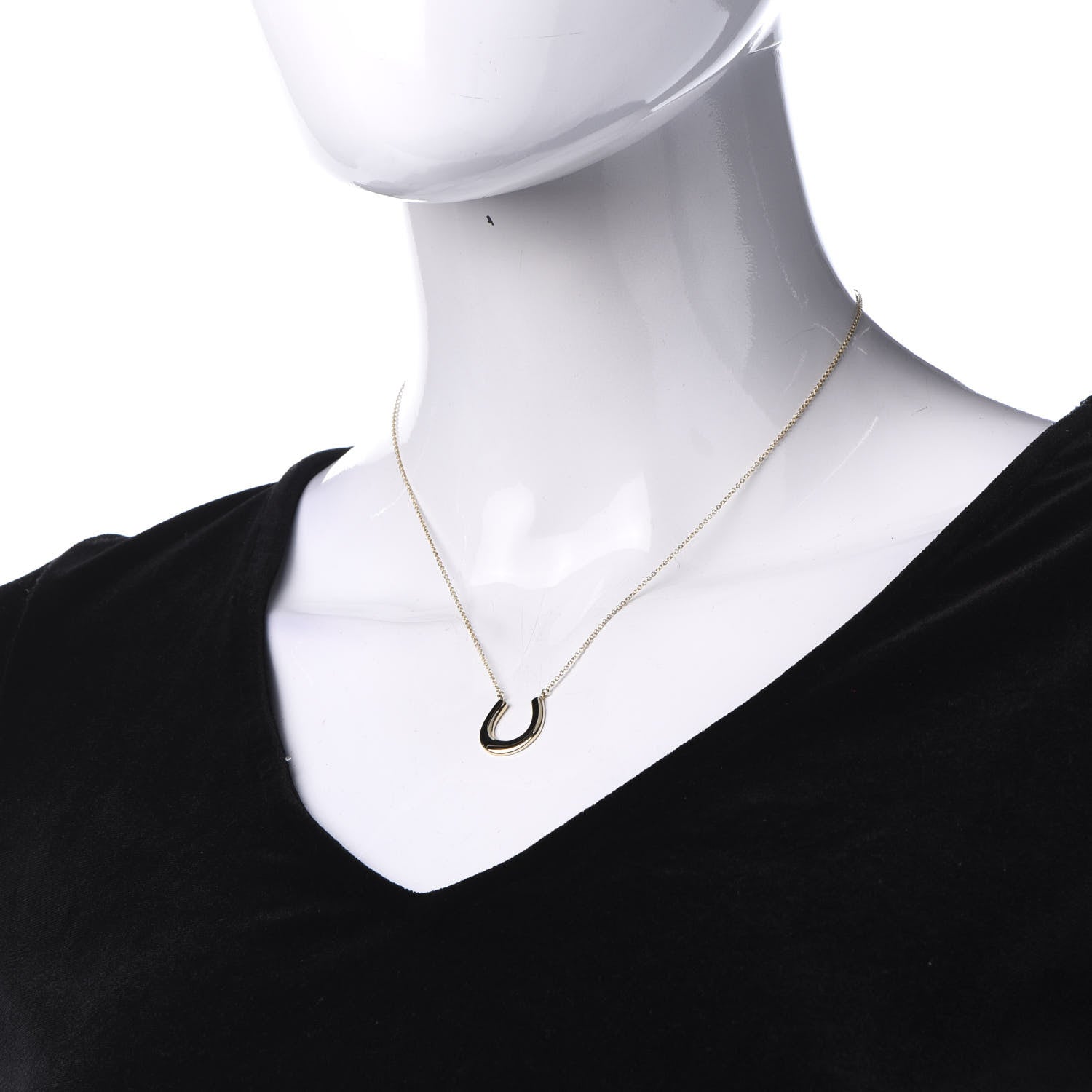 Tiffany 18K Yellow Gold 1837 Horseshoe Pendant Necklace 2 of 6