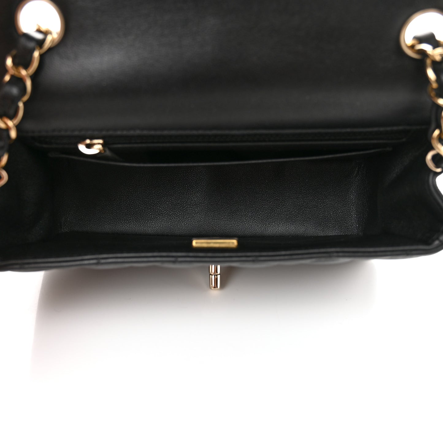 Lambskin Quilted Mini Rectangular Flap Black
