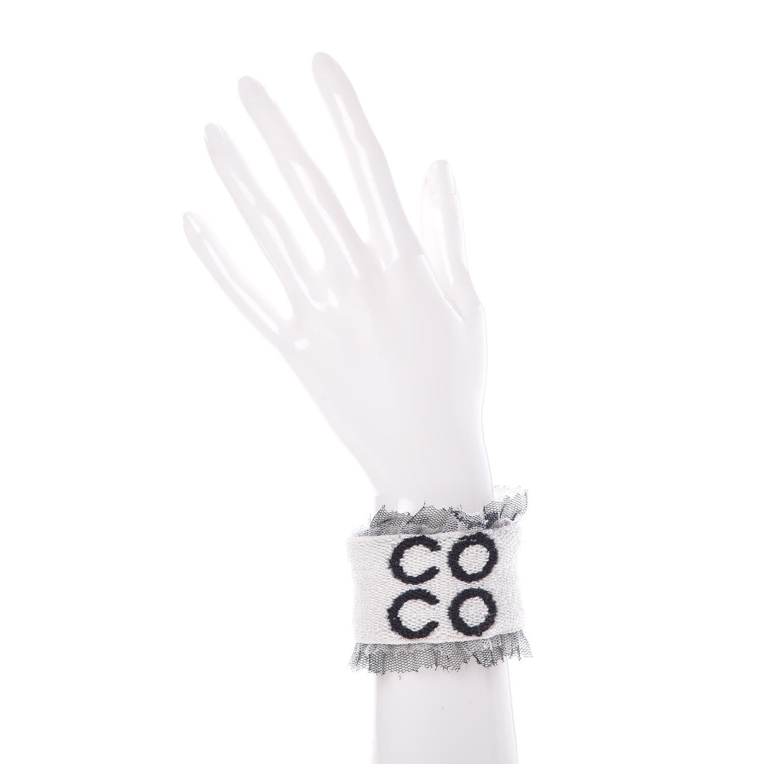 Chanel Coco Tennis Wimbledon Champ Wristband Bracelet White 2 of 4