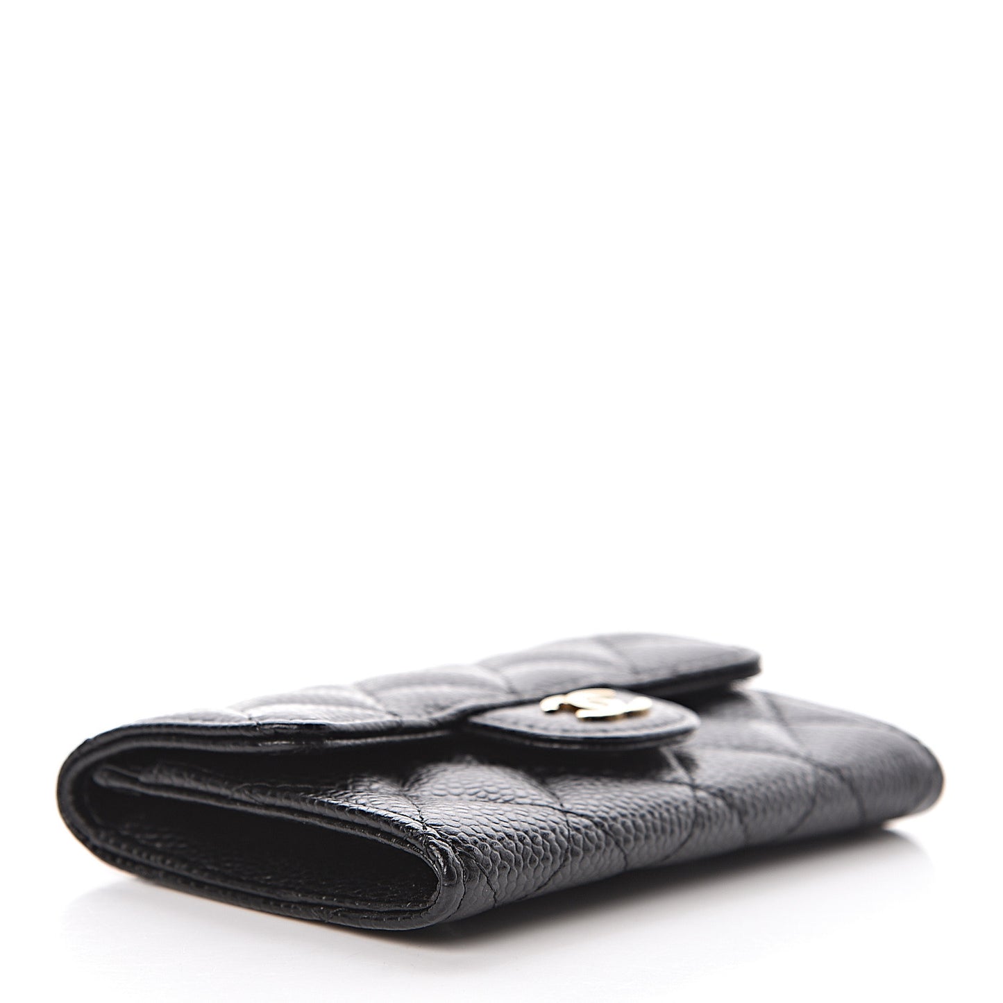 Caviar Quilted Flap Card Holder Black