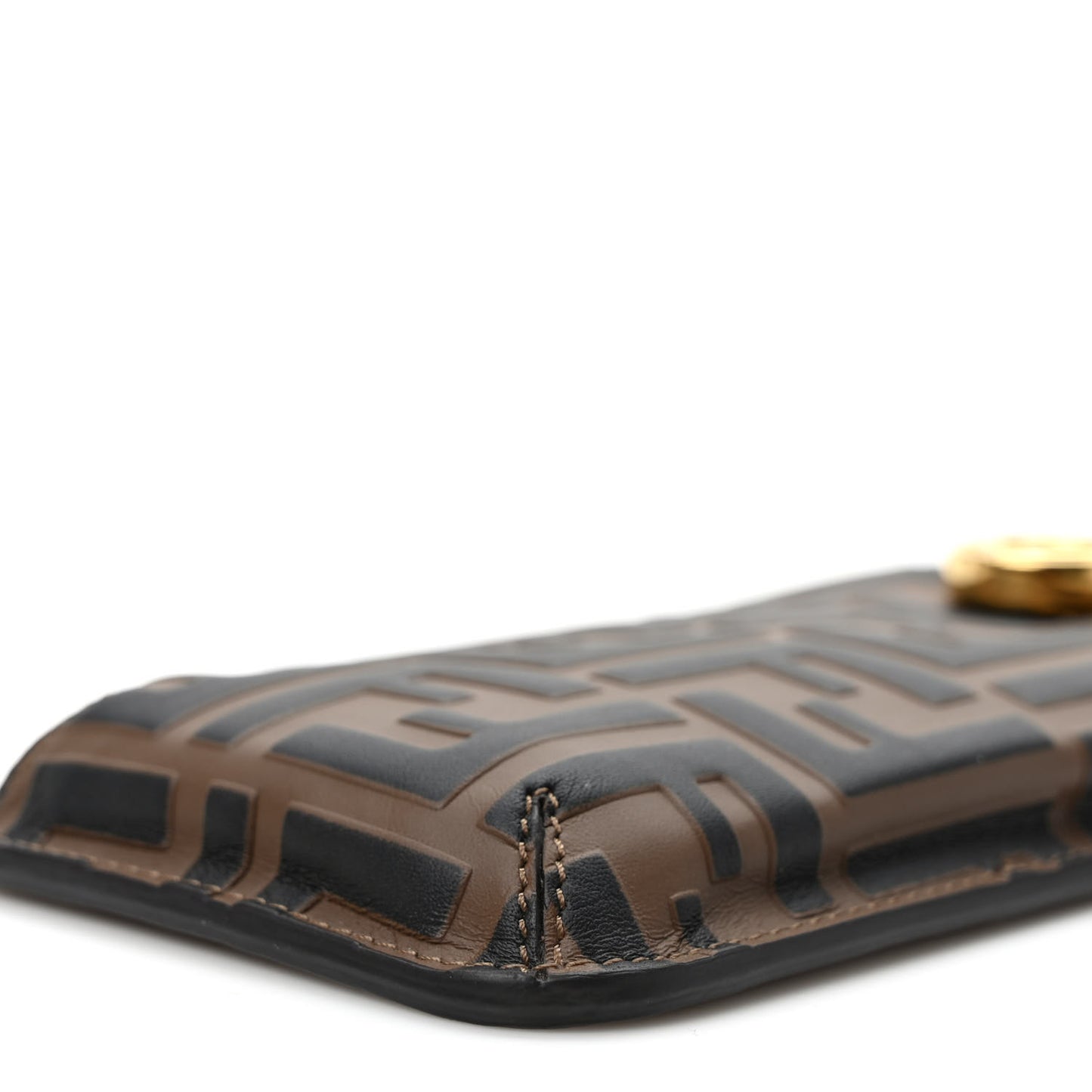 Vitello Soft F is Fendi Bi-Color FF 1974 Embossed Phone Pouch Maya Black