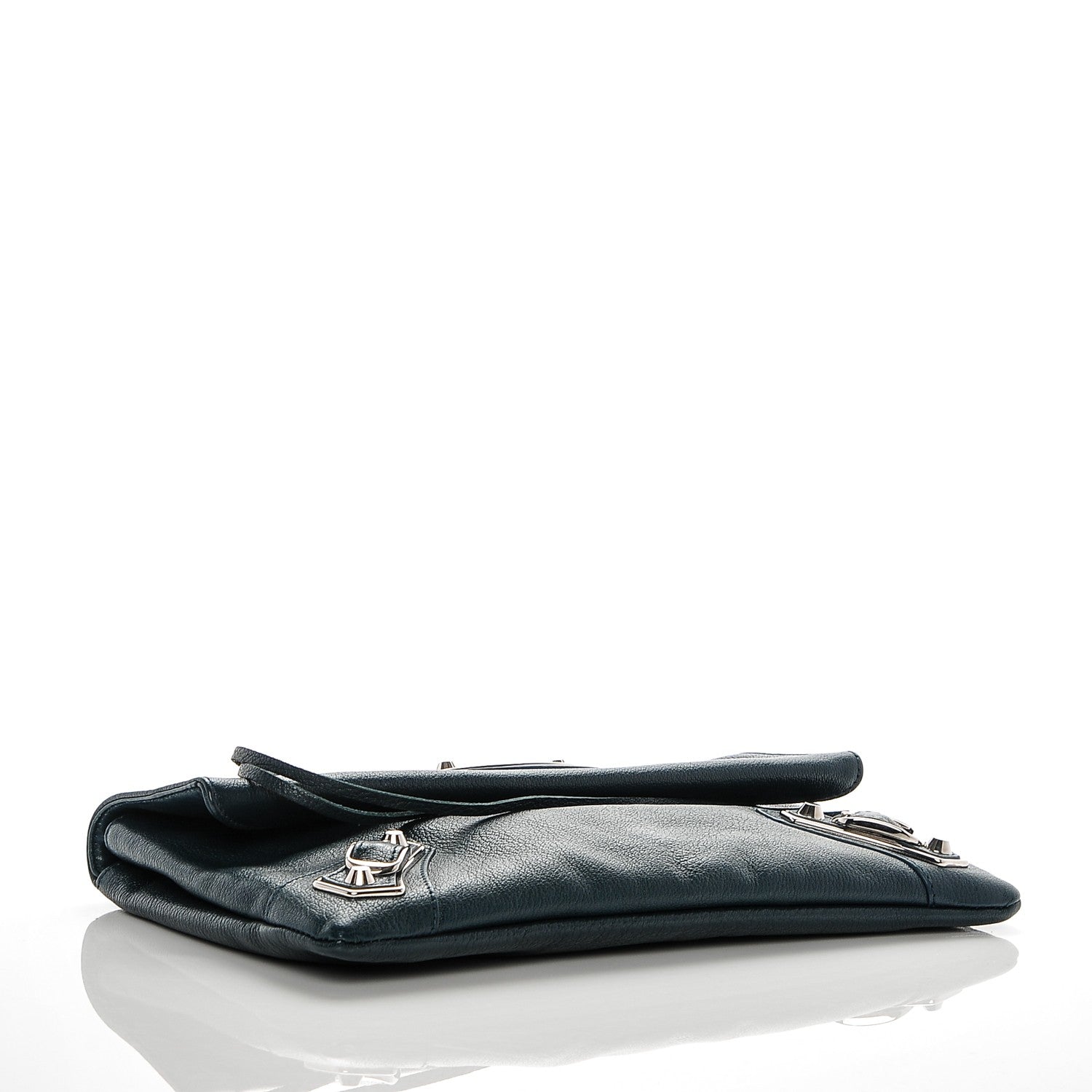 Balenciaga Chevre Silver Metallic Edge Hardware Envelope Clutch Bleu Nuit 4 of 7