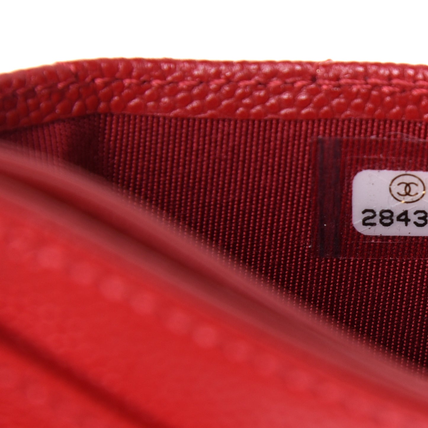 Caviar Quilted Card Holder Red