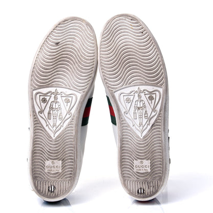 Gucci Metallic Calfskin Floral Embroidered Ace Sneakers 40 White 7 of 11