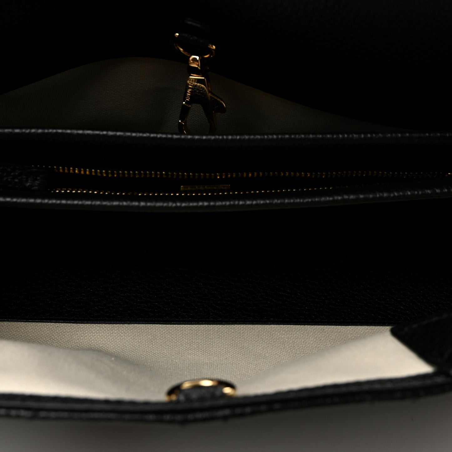 Grained Calfskin Stitched Urban Essentials Small Shopping Bag Black