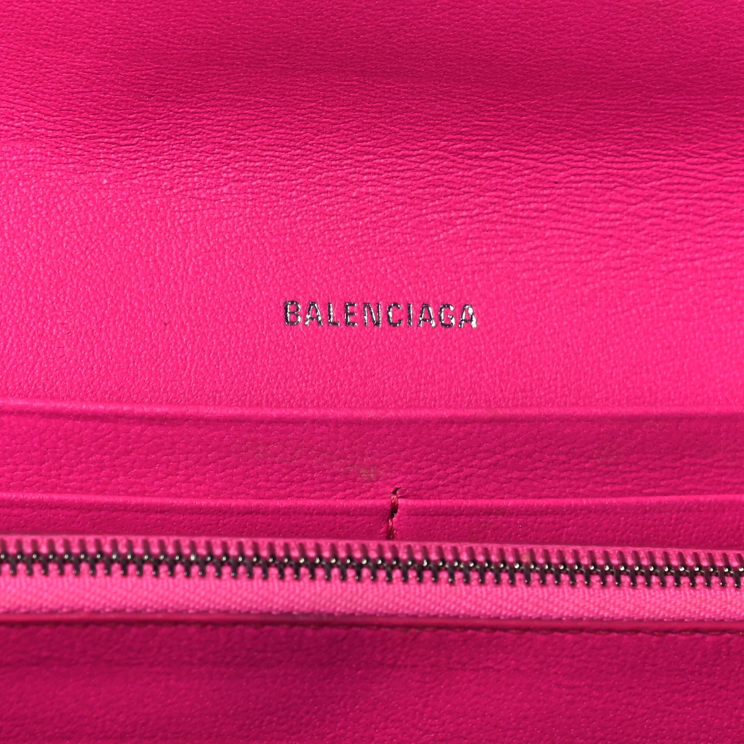 Balenciaga Pebbled Calfskin Everyday Continental Wallet on Chain Acid Pink 6 of 10