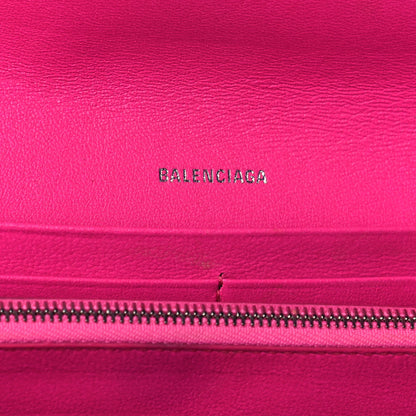 Balenciaga Pebbled Calfskin Everyday Continental Wallet on Chain Acid Pink 6 of 10