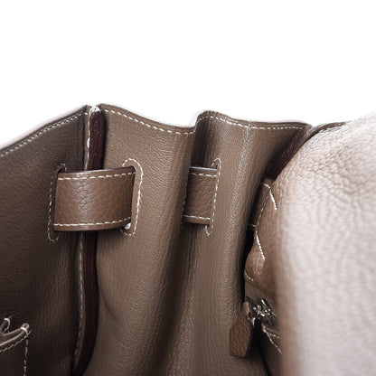 Hermes Taurillon Clemence Shoulder Kelly 40 Etoupe 11 of 38