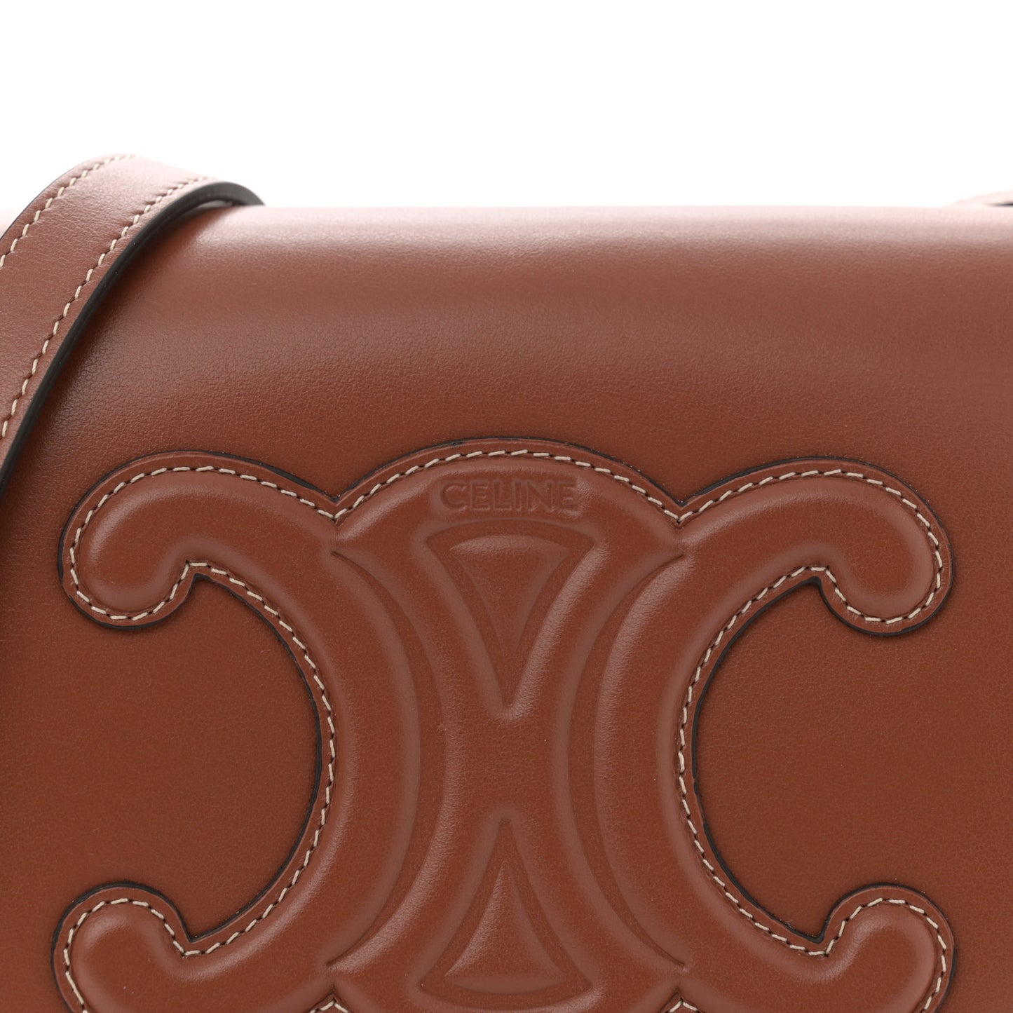 Smooth Calfskin Cuir Triomphe Folco Crossbody Bag Tan