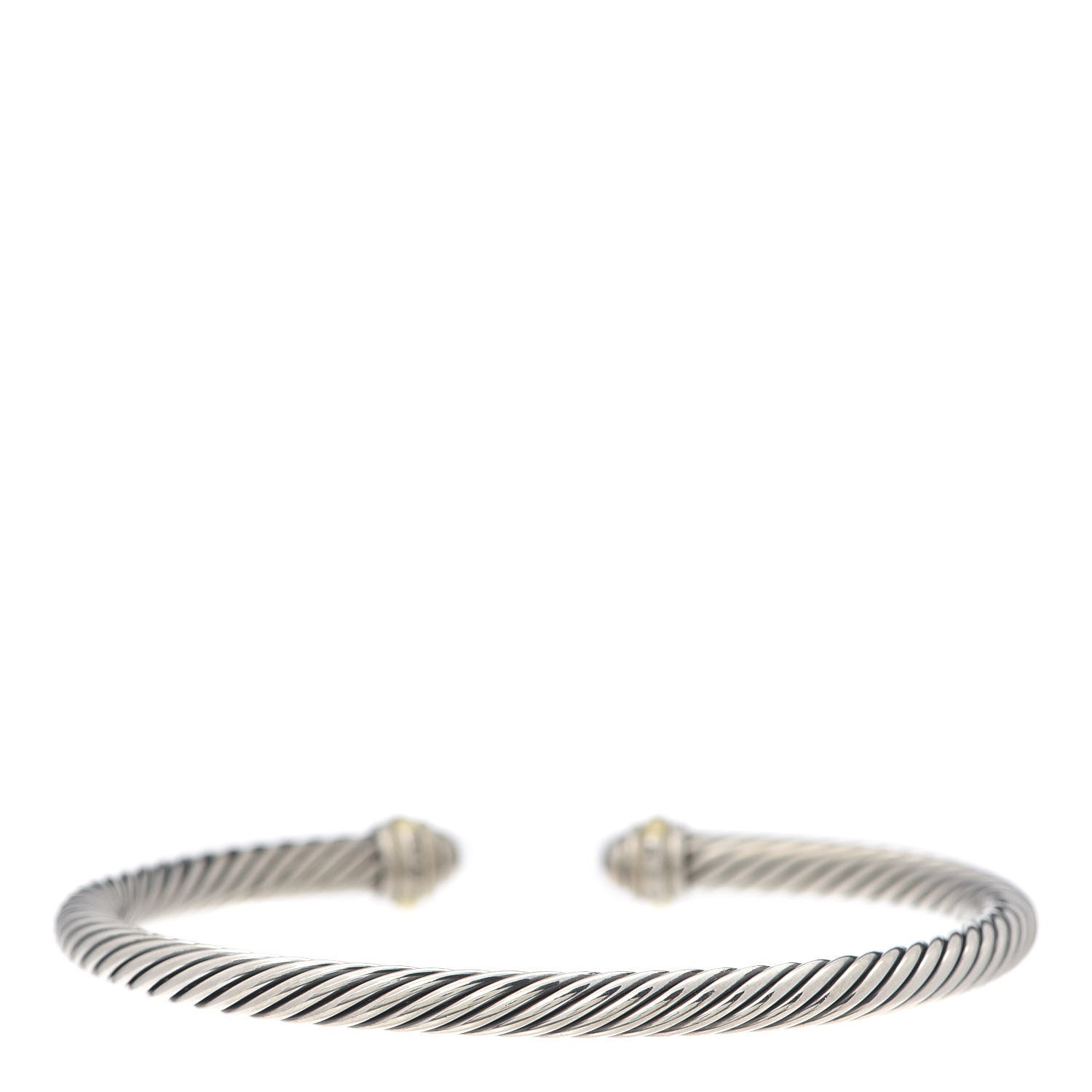 David Yurman Sterling Silver 18K Yellow Gold 4mm Cable Classics Bracelet 3 of 5
