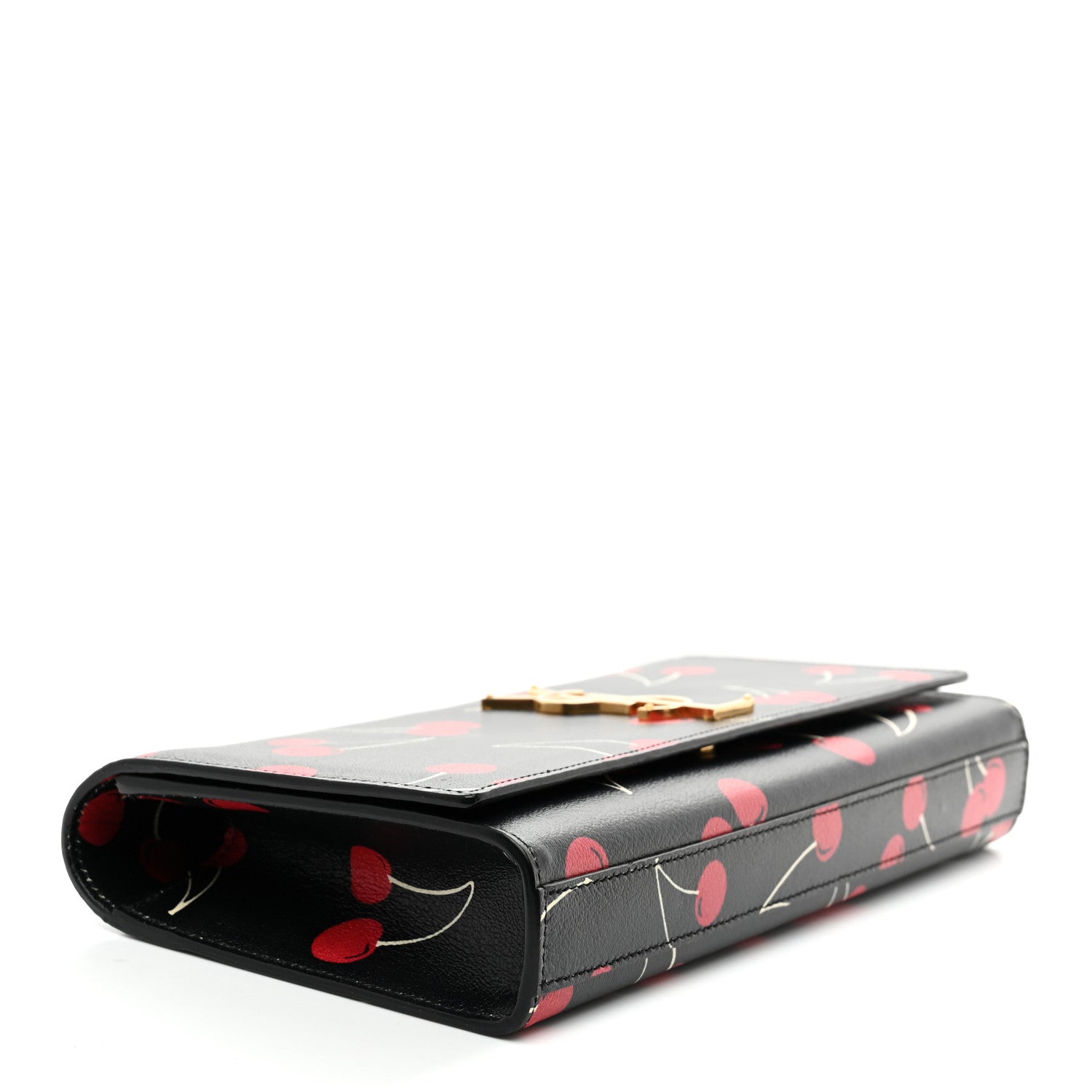 Saint Laurent Grained Calfskin Cherry Classic Monogram Clutch 4 of 7
