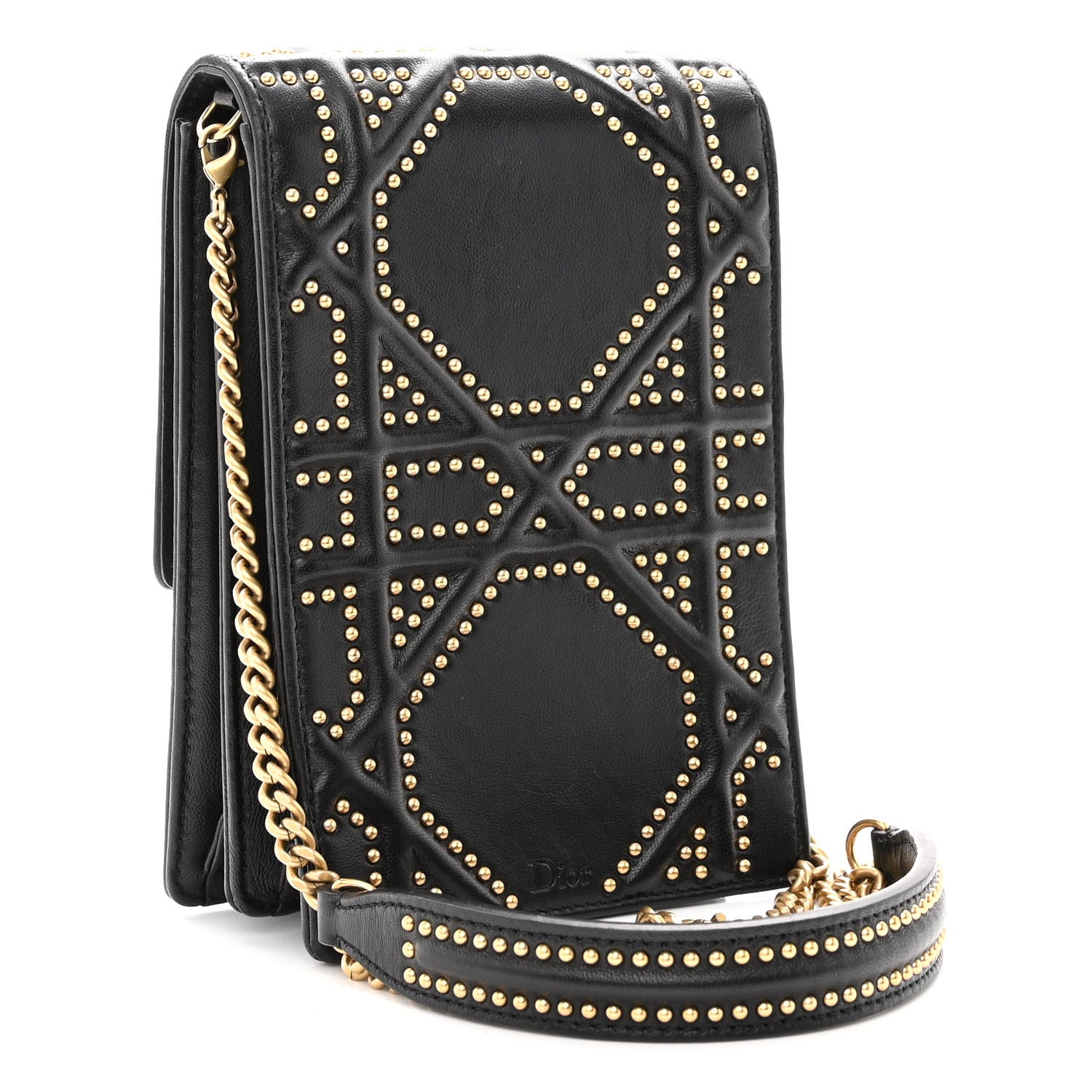 Christian Dior Lambskin Studded Vertical Diorama Black 3 of 9