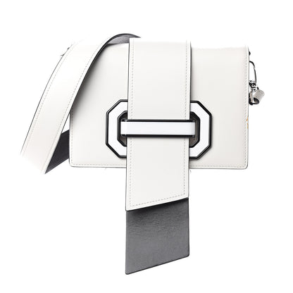 Prada City Calf Plex Ribbon Bag White Black 1 of 7