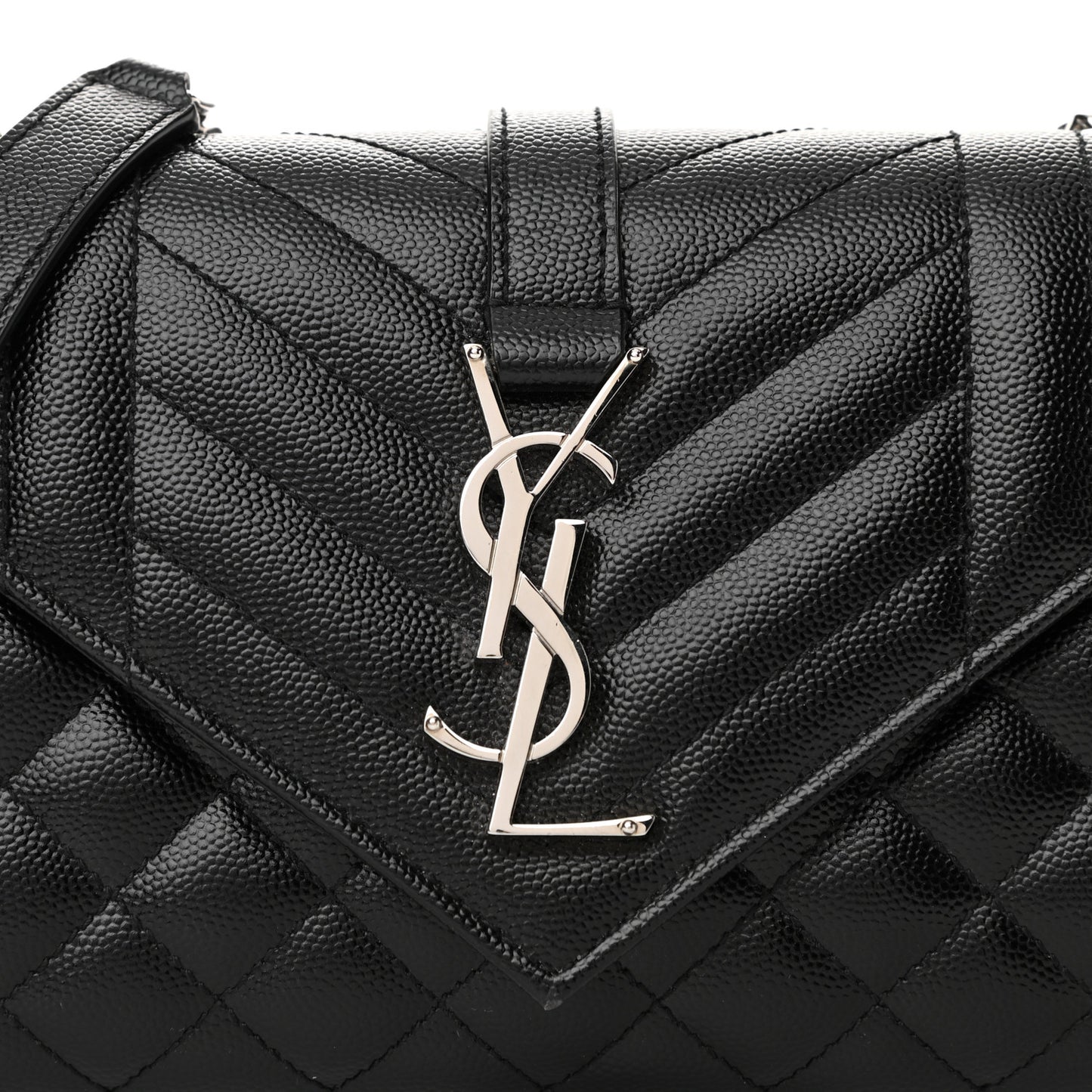 Grain De Poudre Textured Mixed Matelasse Triquilt Small Monogram Satchel Black
