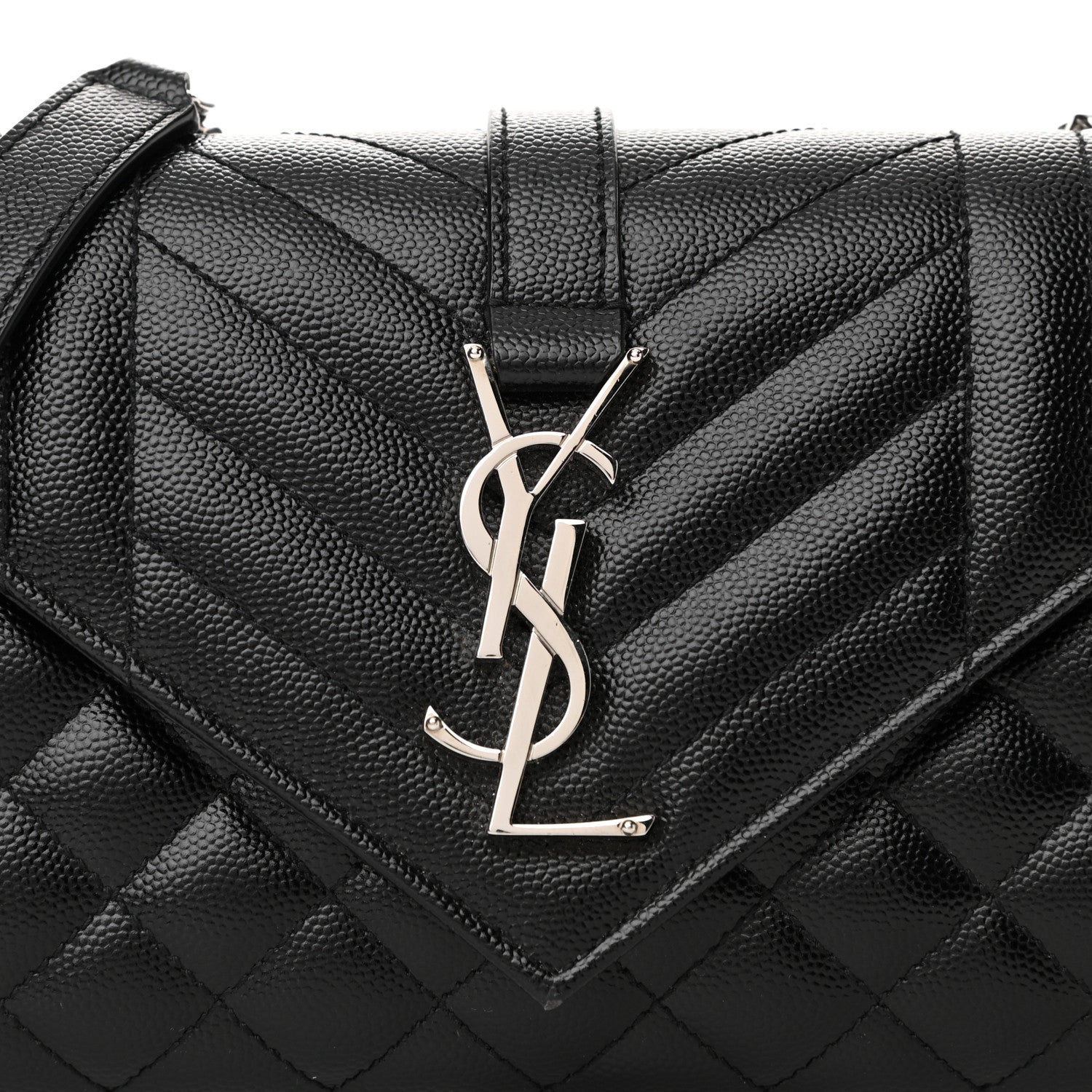 Saint Laurent Grain De Poudre Textured Mixed Matelasse Triquilt Small Monogram Satchel Black 7 of 9