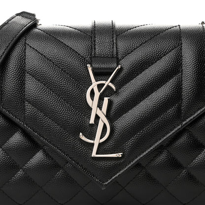 Saint Laurent Grain De Poudre Textured Mixed Matelasse Triquilt Small Monogram Satchel Black 7 of 9