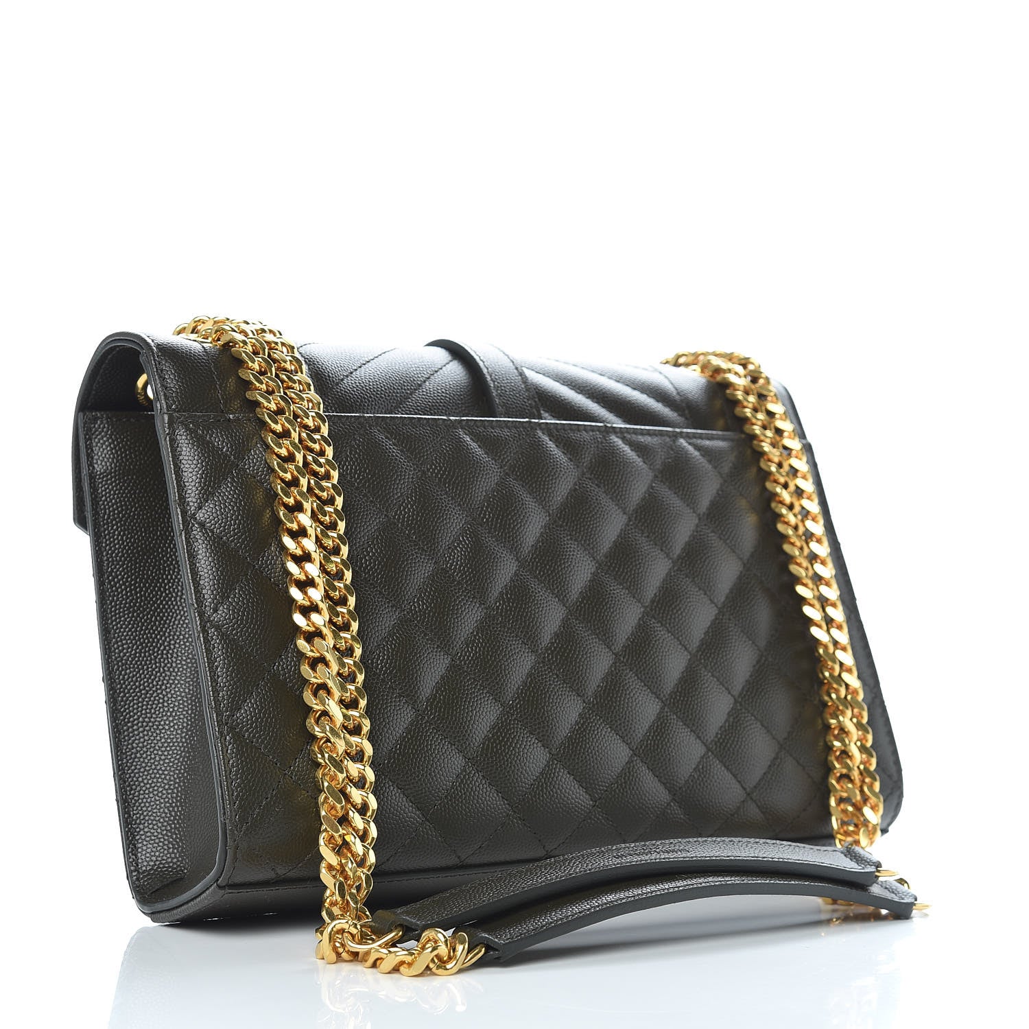 Saint Laurent Grain De Poudre Textured Mixed Matelasse Triquilt Medium Monogram Satchel Dark Tea 3 of 10