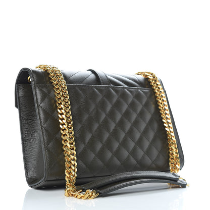 Saint Laurent Grain De Poudre Textured Mixed Matelasse Triquilt Medium Monogram Satchel Dark Tea 3 of 10