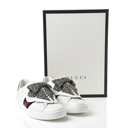Gucci Calfskin Ayers Web Womens Ace Bow Lace Sneakers 35.5 White 9 of 9