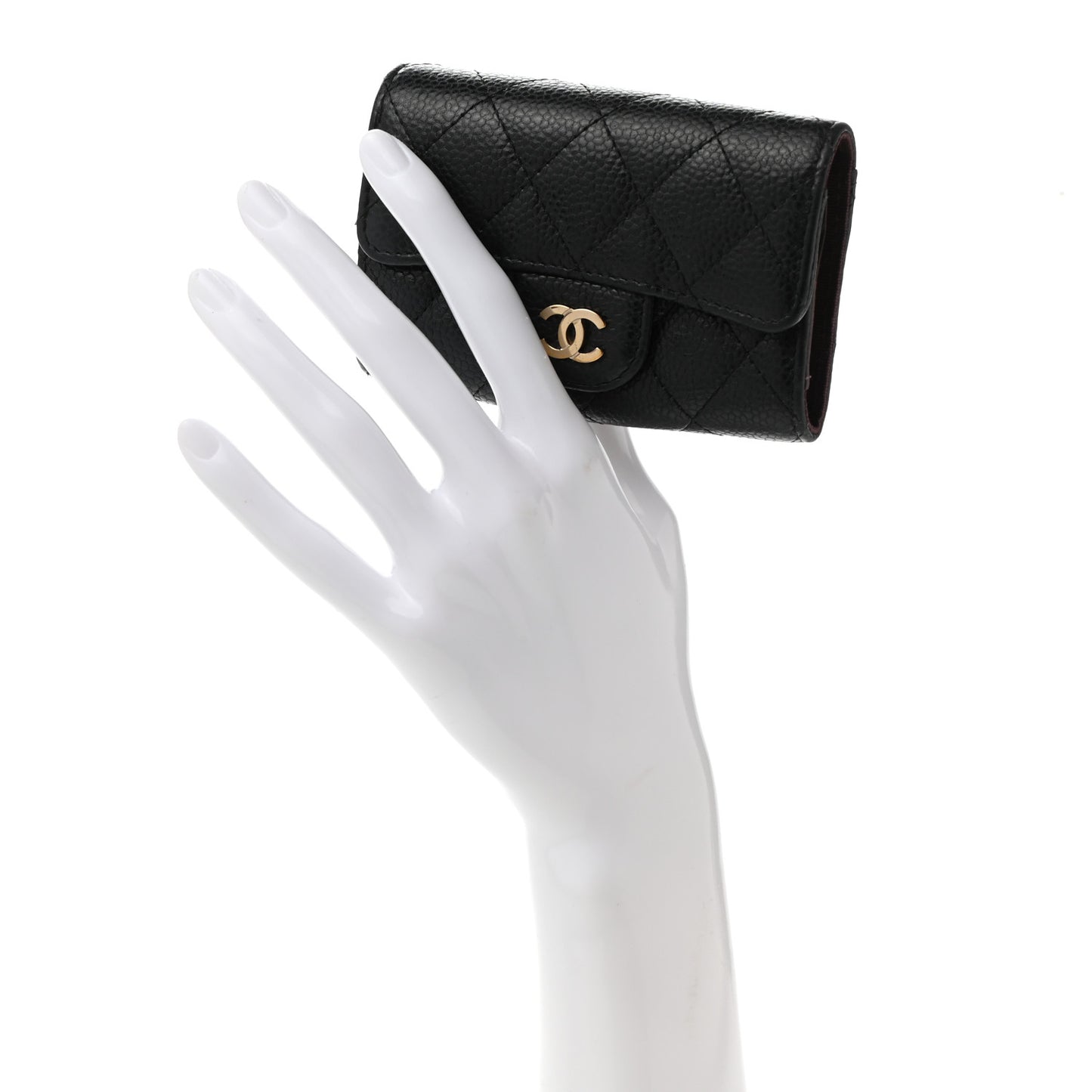Caviar Quilted Classic 4 Key Holder Wallet Black