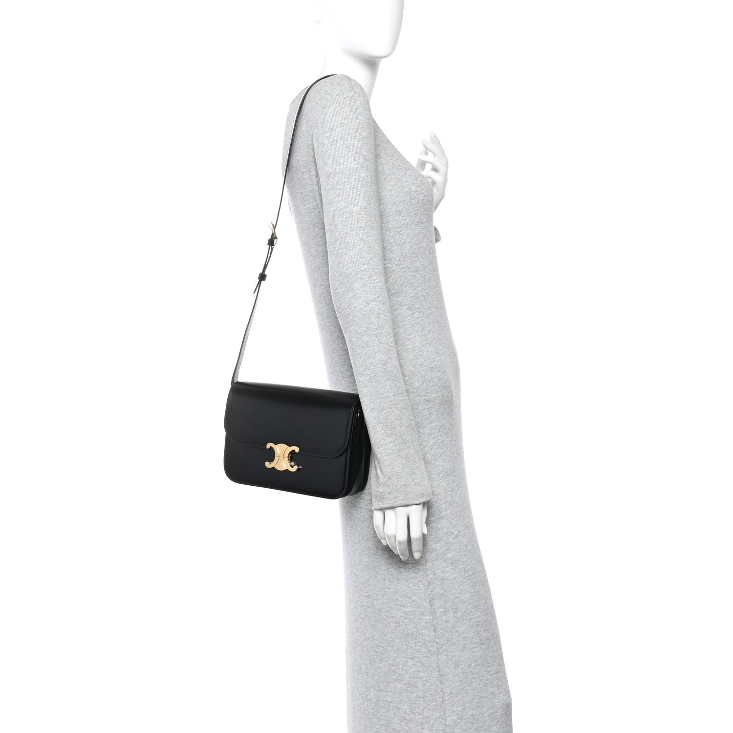 Celine Shiny Calfskin Medium Triomphe Black 2 of 11