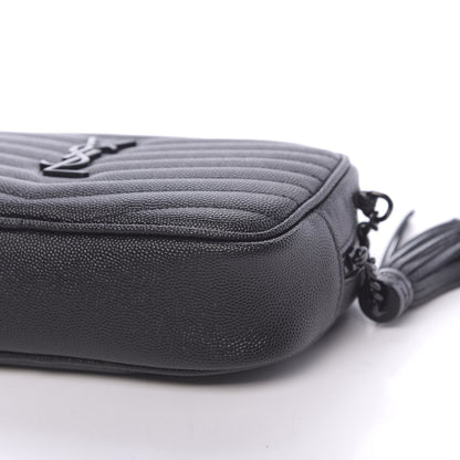 Saint Laurent Grain De Poudre Matelasse Monogram Mini Lou Camera Bag Black 9 of 12