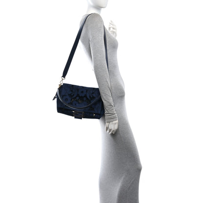 Fendi Denim Floral À Jour Medium Mamma Baguette Dark Blue 2 of 10
