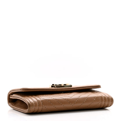 Chanel Caviar Chevron Quilted Boy Flap Card Holder Dark Beige 4 of 14