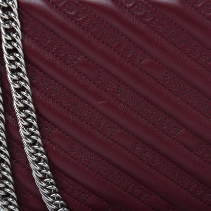 Balenciaga Calfskin Logo Matelasse Large BB Flap Chain Shoulder Bag Burgundy 10 of 12