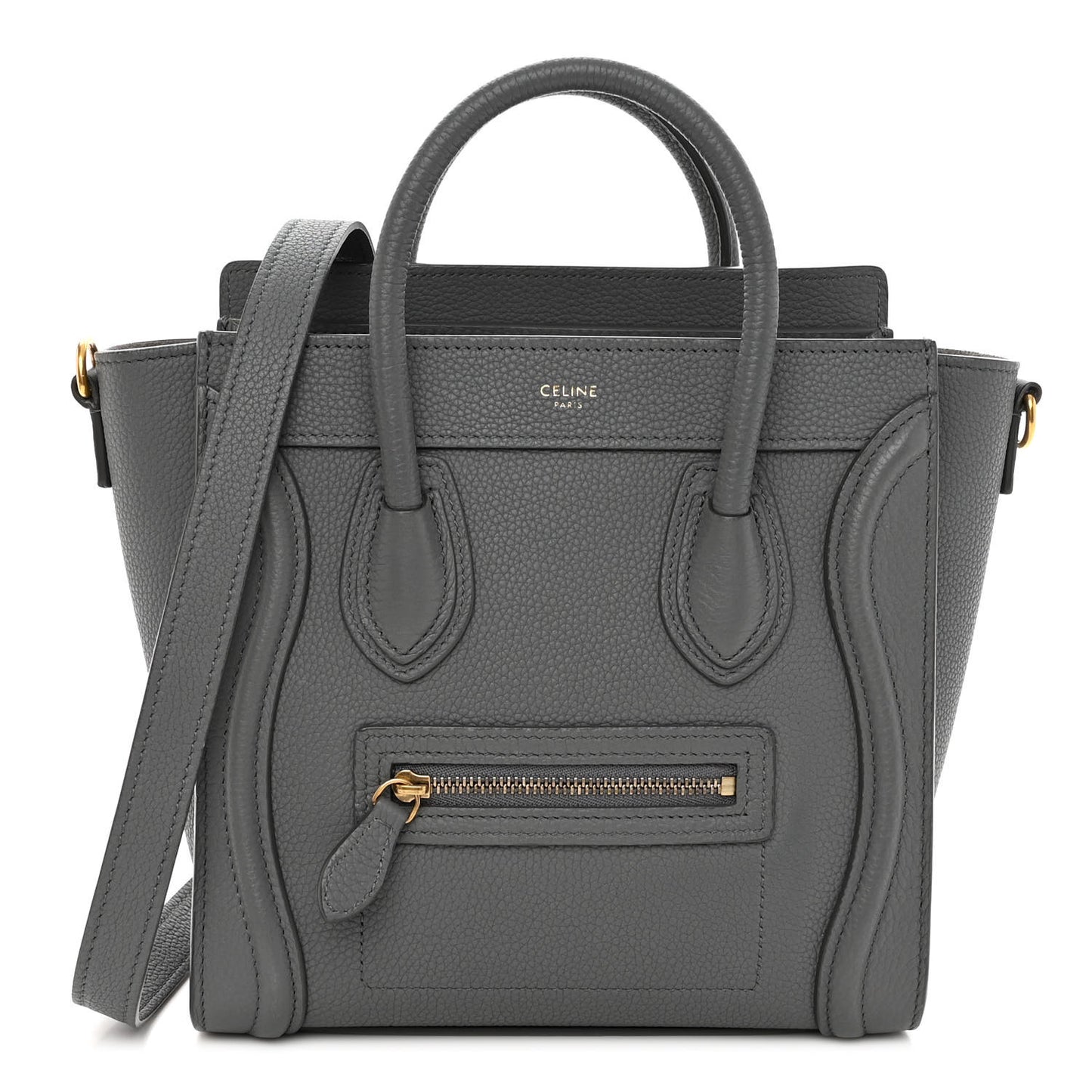 Drummed Calfskin Nano Luggage Kohl