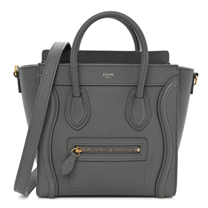 Celine Drummed Calfskin Nano Luggage Kohl 1 of 10