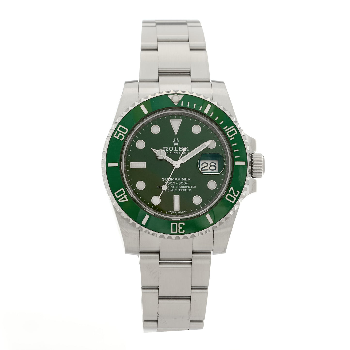 Stainless Steel 40mm Oyster Perpetual Submariner Date Hulk Watch Green 116610LV