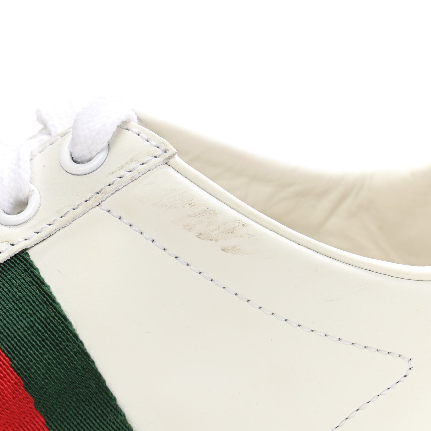 Calfskin Web Pearl Studded Womens Ace Sneakers 35.5 White