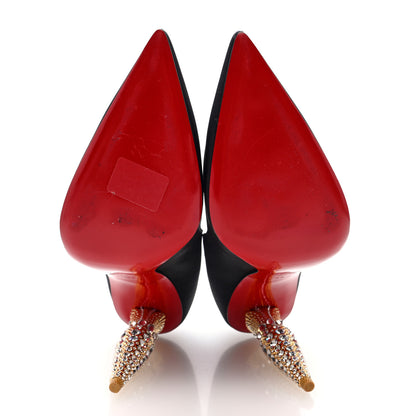 Christian Louboutin Crepe Satin Crystal LipStrass 100 Pumps 38 Black 6 of 8