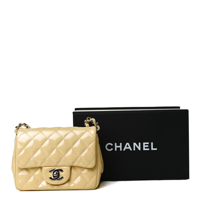 Chanel Patent Quilted Mini Square Flap Yellow 15 of 15