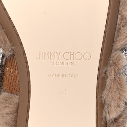Jimmy Choo Faux Fur Crystal Krista Flats 41 Teddy 6 of 9