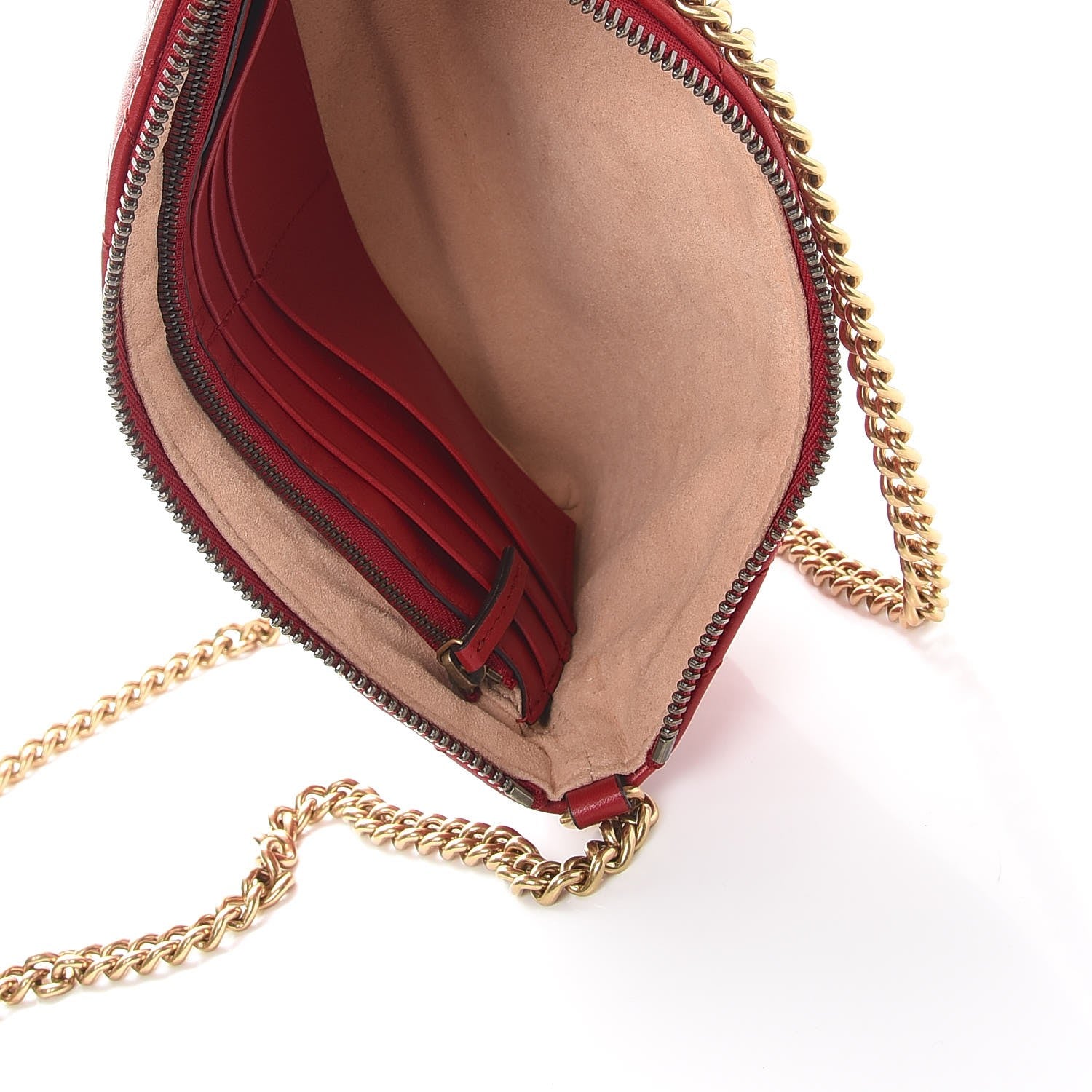 Gucci Calfskin Matelasse Mini GG Marmont Chain Bag Hibiscus Red 5 of 8