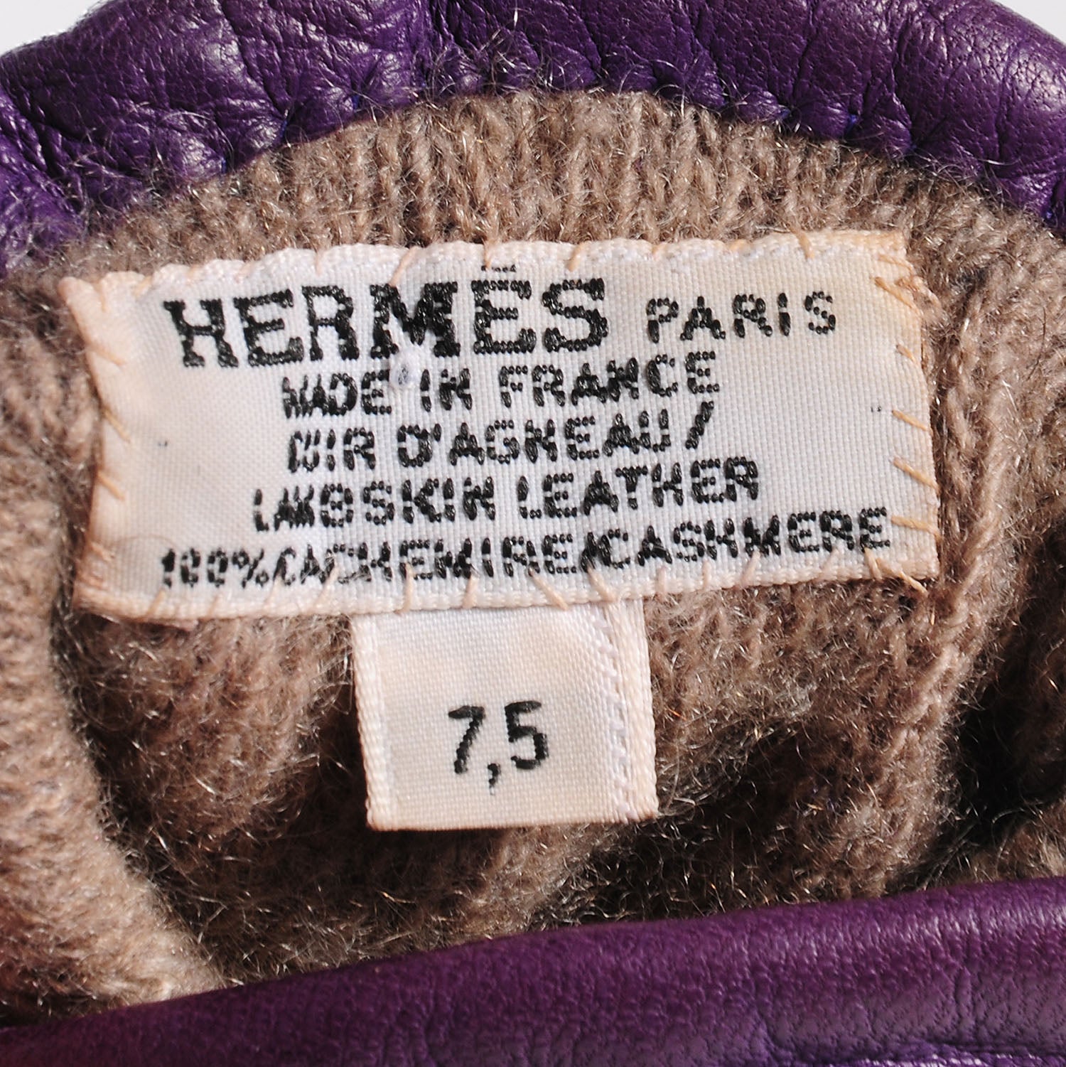 Hermes Lambskin Wool Lined Gloves 7.5 Iris 3 of 4