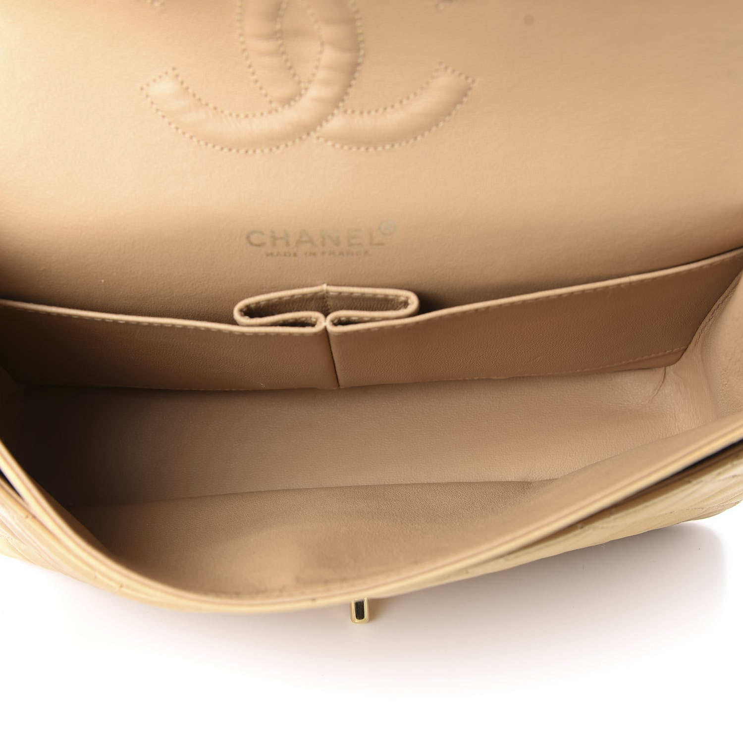 Chanel Lambskin Quilted Medium Double Flap Beige 6 of 19