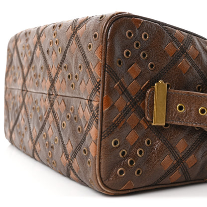 Bottega Veneta Goatskin Grommet Boston Handbag Brown 9 of 9