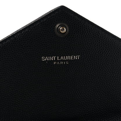 Saint Laurent Grain De Poudre Matelasse Chevron Monogram Monochrome Flap Wallet Black 6 of 8