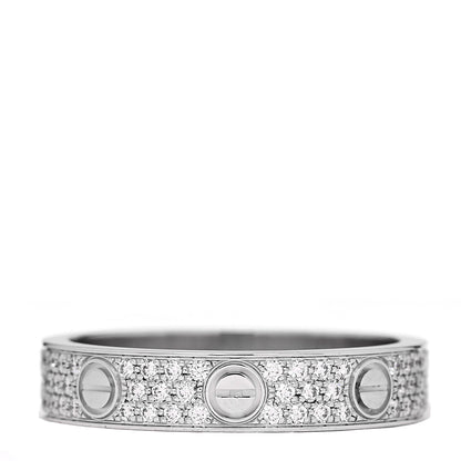 Cartier 18K White Gold Diamond 4mm LOVE Wedding Paved Band Ring 52 6 3 of 5